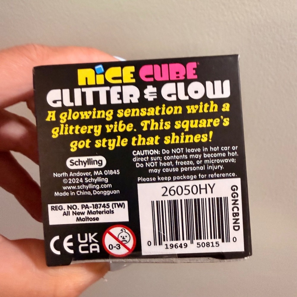 NeeDoh Nice Cube Glitter Glow Squishy Toy‎ Purple Nee Doh Fidget Schylling NEW - Picture 5 of 6
